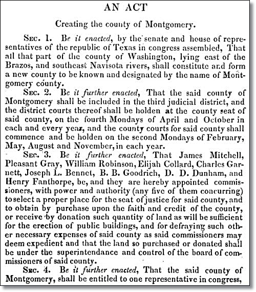 An Act Creating the County of Montgomery